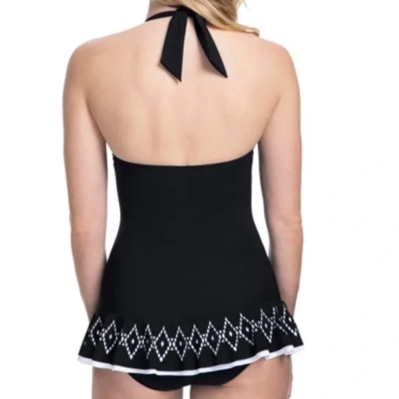 PROFILE by Gottex Lasercut Halter 1Piece Swimdress